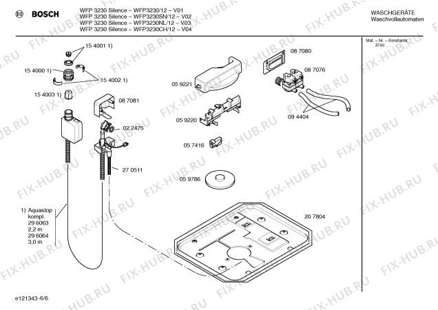 Схема №6 WFP3230SN WFP3230 Silence с изображением Таблица программ для стиралки Bosch 00520443