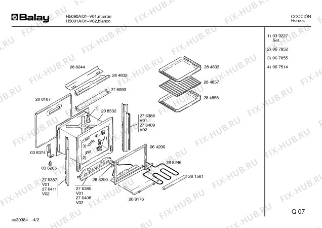 Взрыв-схема плиты (духовки) Balay H5090A - Схема узла 02