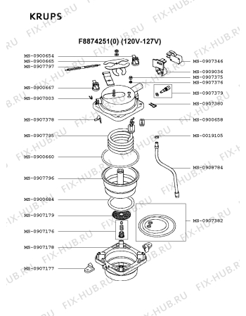 Взрыв-схема кофеварки (кофемашины) Krups F8874251(0) - Схема узла 5P001865.3P3