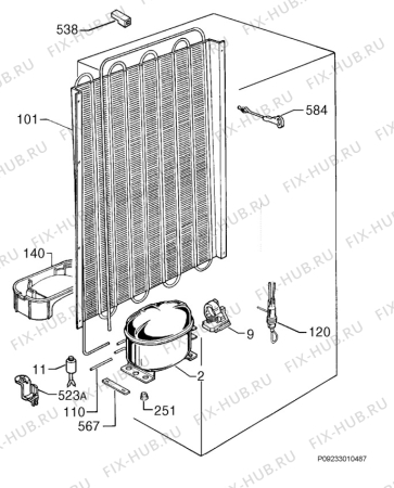 Взрыв-схема холодильника Zanker ZKC301 - Схема узла Cooling system 017