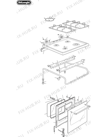 Схема №3 DEF605GW с изображением Часть корпуса для плиты (духовки) DELONGHI 4416N1EM01