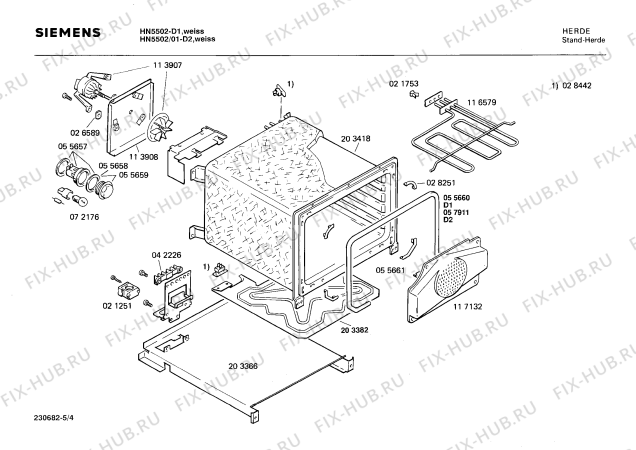 Взрыв-схема плиты (духовки) Siemens HN5502 - Схема узла 04