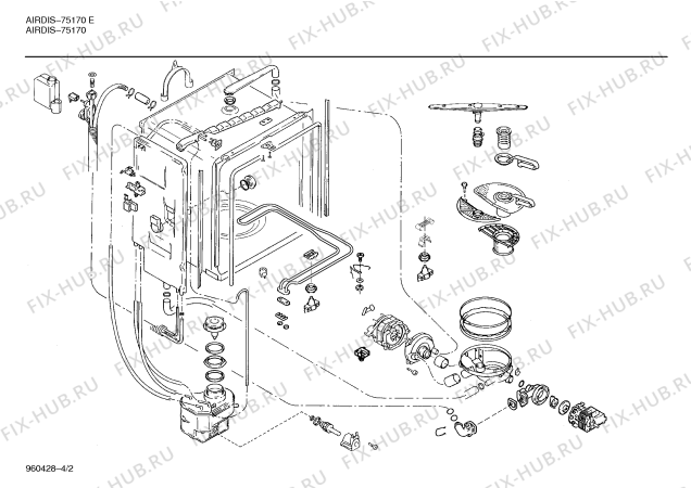 Взрыв-схема посудомоечной машины Airlux SMIAIA6FF 75170 - Схема узла 02
