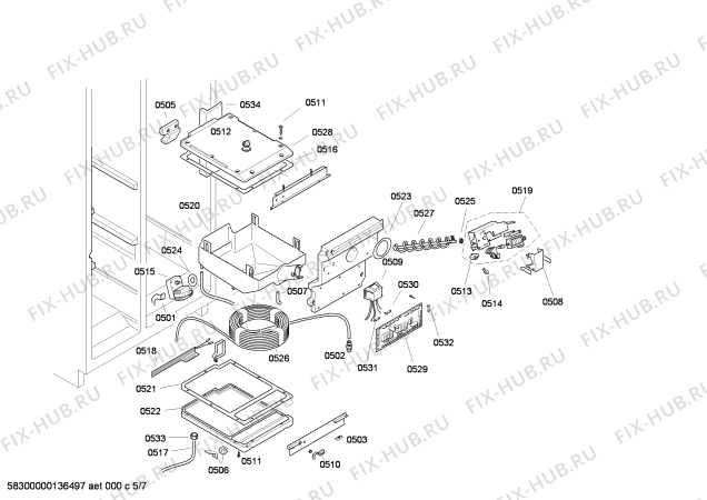 Схема №5 RX496210 с изображением Поднос для холодильной камеры Bosch 00672797
