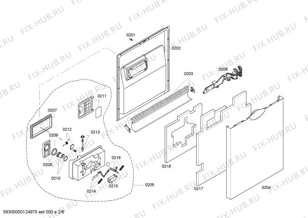 Взрыв-схема посудомоечной машины Bosch SHE43M06UC - Схема узла 02