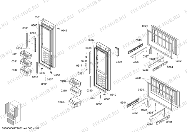 Схема №3 KM40FA40TI с изображением Дверь для холодильника Siemens 00712700