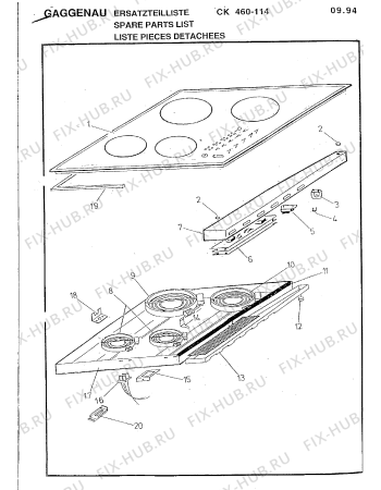 Схема №2 CK460514 с изображением Крышка для плиты (духовки) Bosch 00294702