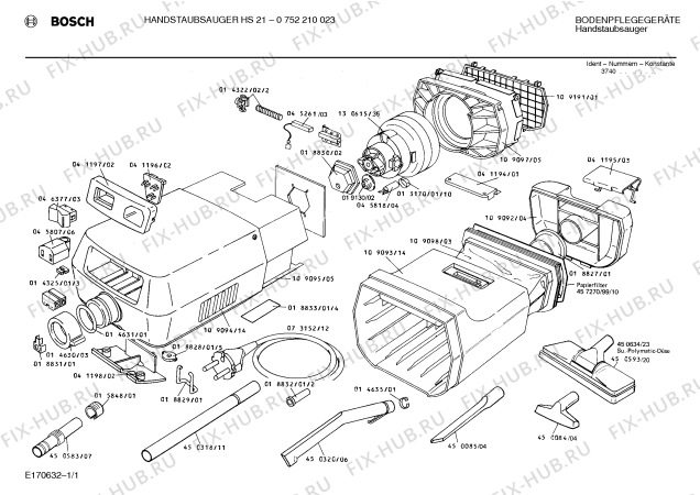 Схема №1 0752210023 HS21 с изображением Бумажный фильтр для мини-пылесоса Bosch 00457070