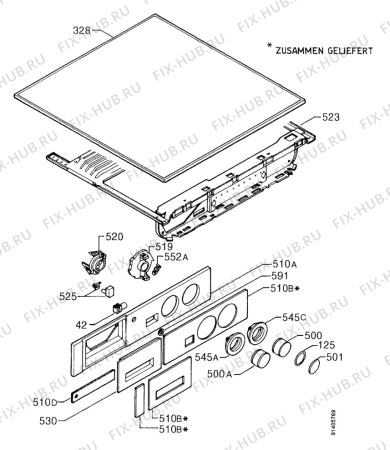 Взрыв-схема стиральной машины Zanussi FJ1276I - Схема узла Control panel and lid