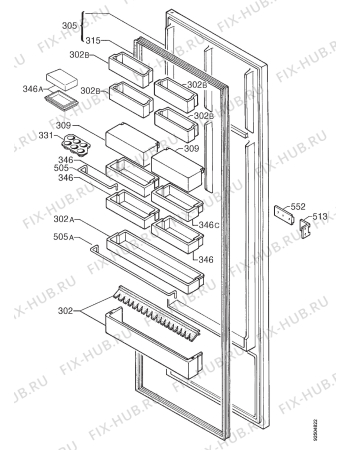 Взрыв-схема холодильника Zanussi ZR304CTH - Схема узла Door 003