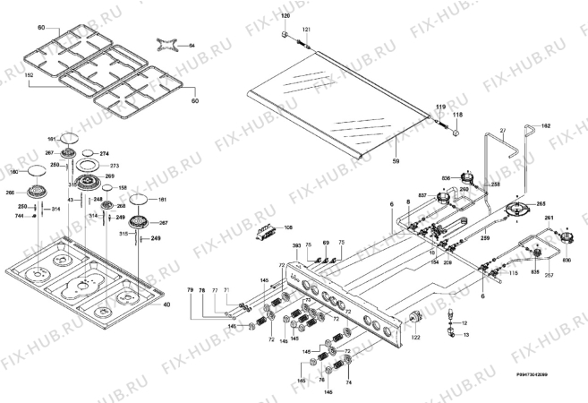 Взрыв-схема плиты (духовки) Electrolux EKG90115X - Схема узла Section 1