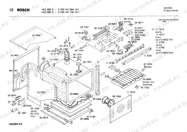 Взрыв-схема плиты (духовки) Bosch 0750141094 HEE682R - Схема узла 02