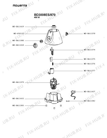Схема №2 BD3008ES/870 с изображением Элемент корпуса для электроблендера Rowenta MS-650123
