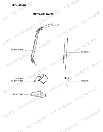 Взрыв-схема пылесоса Rowenta RO242301/4Q0 - Схема узла 6P004781.4P2