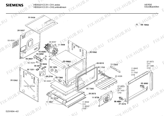 Взрыв-схема плиты (духовки) Siemens HB35241CC - Схема узла 02