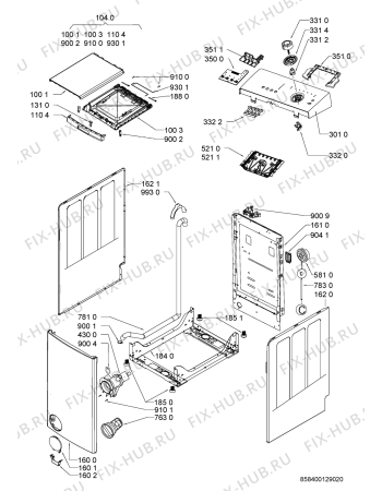 Схема №1 EV 1076 с изображением Декоративная панель для стиралки Whirlpool 481010494950