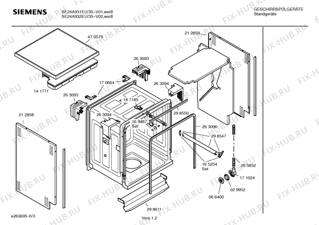 Схема №3 SE34A688 Extraklasse с изображением Инструкция по эксплуатации для посудомоечной машины Siemens 00589264