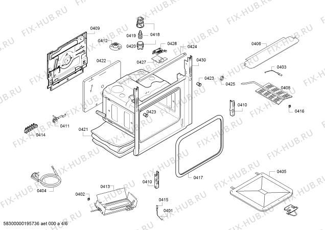 Взрыв-схема плиты (духовки) Bosch HGA24W255I - Схема узла 04