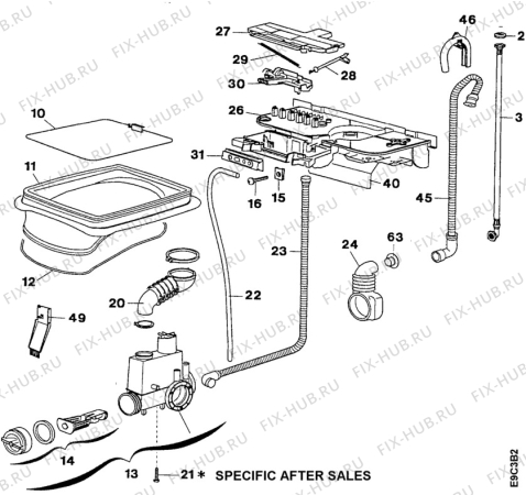 Взрыв-схема стиральной машины Electrolux EW625T - Схема узла Water equipment