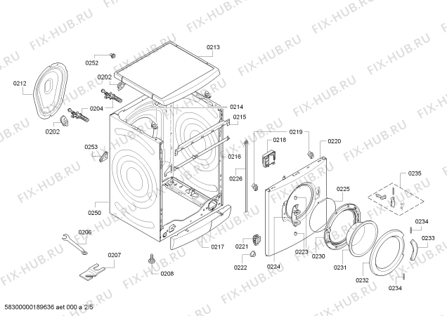 Схема №2 WAE28497SN с изображением Панель управления для стиралки Bosch 11011657
