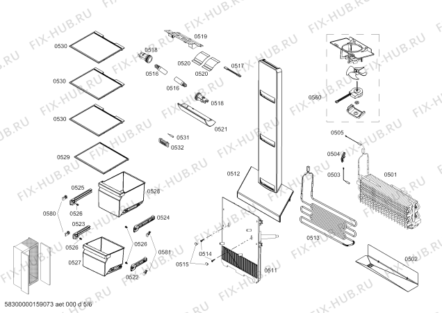 Взрыв-схема холодильника Bosch KAN63S51TI - Схема узла 05