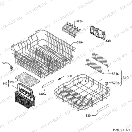 Взрыв-схема посудомоечной машины Electrolux ESL5350LO - Схема узла Basket 160
