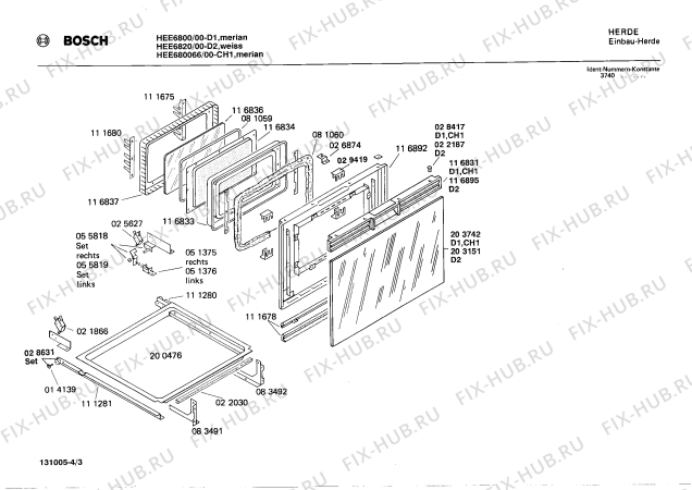 Взрыв-схема плиты (духовки) Bosch HEE6800 - Схема узла 03