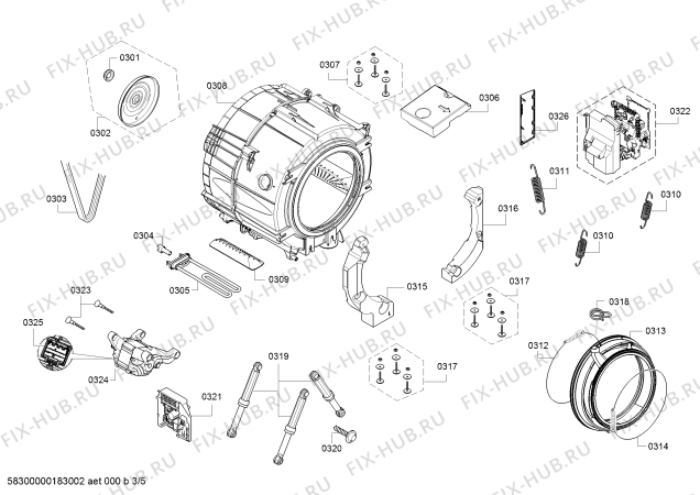 Взрыв-схема стиральной машины Siemens WM12T460BY iQ 500 - Схема узла 03