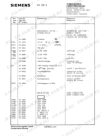 Схема №6 FS1254 с изображением Интегрированный контур для телевизора Siemens 00732866