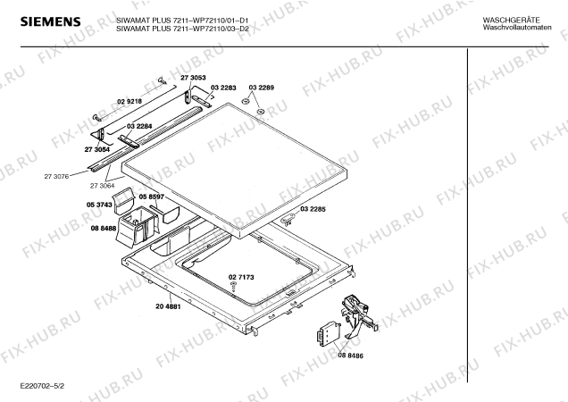 Схема №4 WP72110, SIWAMAT PLUS 7211 с изображением Панель управления для стиралки Siemens 00280990