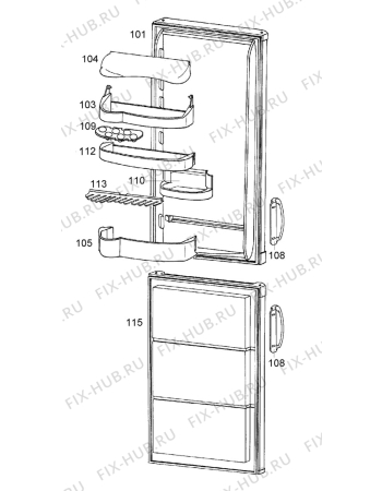 Взрыв-схема холодильника Electrolux ER8042B - Схема узла Door 003