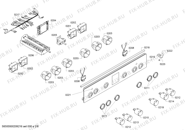 Взрыв-схема плиты (духовки) Bosch HCA744221U - Схема узла 02