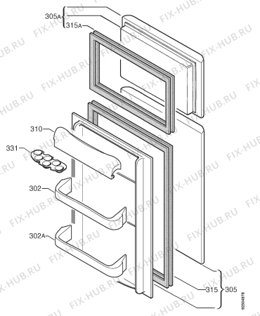 Взрыв-схема холодильника Faure FRD190J - Схема узла Door 003