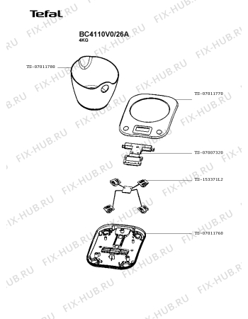 Схема №1 BC4110V0/26A с изображением Корпусная деталь для кухонных электровесов Tefal TS-07011780