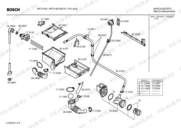 Схема №4 WFD1061ME BOSCH WFD 1061 с изображением Таблица программ для стиральной машины Bosch 00421729