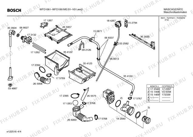 Схема №4 WFD1061ME BOSCH WFD 1061 с изображением Таблица программ для стиралки Bosch 00421731