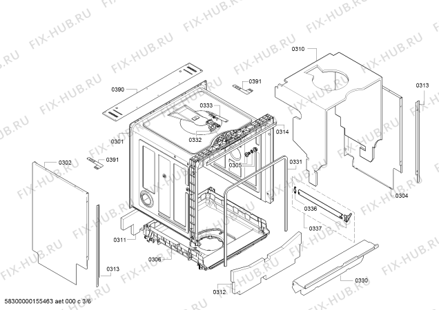 Взрыв-схема посудомоечной машины Bosch SMU40M55EU - Схема узла 03