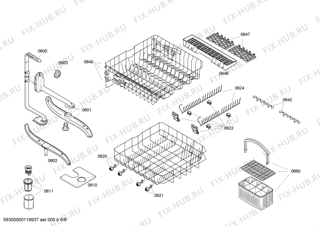 Взрыв-схема посудомоечной машины Bosch SHU84M05EU - Схема узла 06