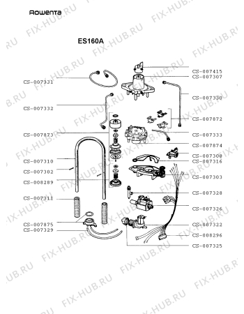 Взрыв-схема кофеварки (кофемашины) Rowenta ES160A - Схема узла ES160A__.DE2