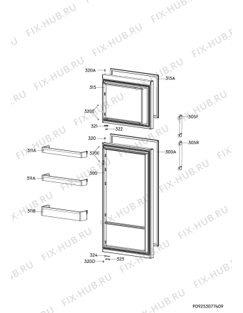 Взрыв-схема холодильника Arthur Martin AJF4400AOW - Схема узла Door