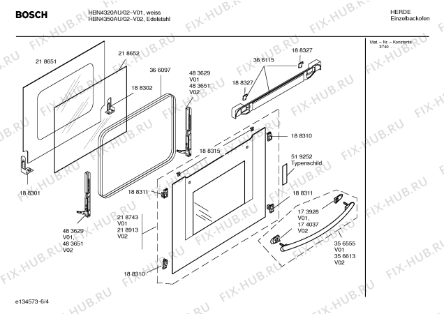 Схема №2 HBN4320AU с изображением Инструкция по эксплуатации для духового шкафа Bosch 00582938