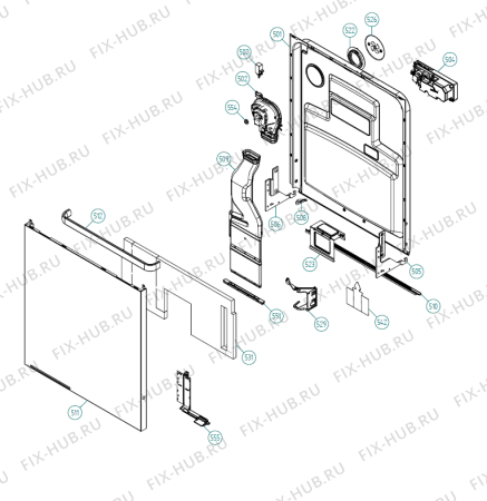 Взрыв-схема посудомоечной машины Asko D5253 BI TW   -SS Bi Soft (339146, DW70.3) - Схема узла 05