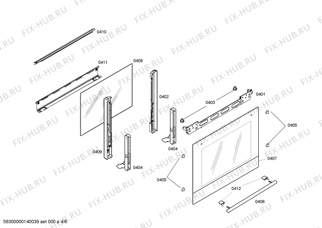 Схема №4 HB532E0 с изображением Фронтальное стекло для плиты (духовки) Siemens 00248231