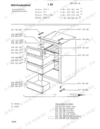 Взрыв-схема холодильника Aeg ARC130/4I - Схема узла Housing 001