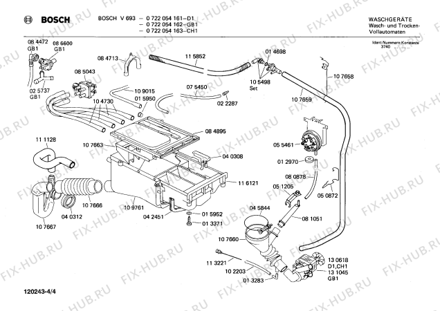 Схема №3 0722054163 V693 с изображением Панель для стиральной машины Bosch 00117344