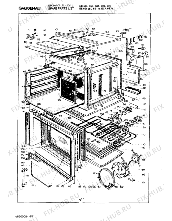 Взрыв-схема плиты (духовки) Gaggenau EB695200S - Схема узла 08