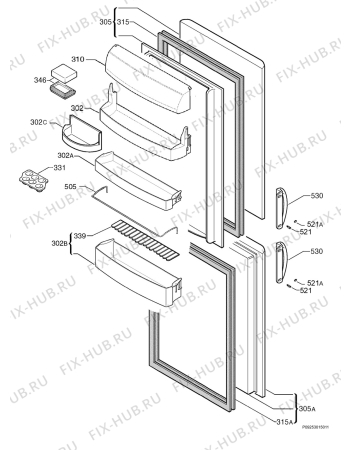 Взрыв-схема холодильника Zoppas PC39XX - Схема узла Door 003