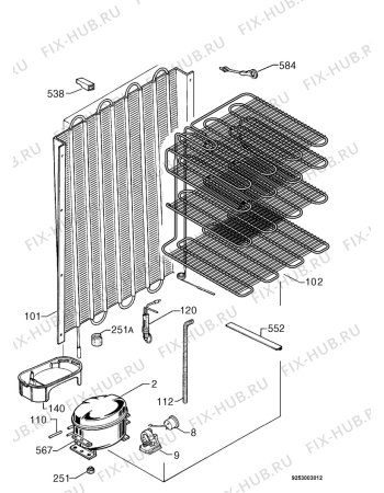 Взрыв-схема холодильника Zanussi Z56/3SI - Схема узла Cooling system 017