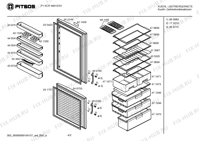 Взрыв-схема холодильника Pitsos P1KCR4601D - Схема узла 02