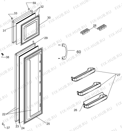 Схема №3 RF42768W (301484, HZZS28261) с изображением Дверца для холодильника Gorenje 388508